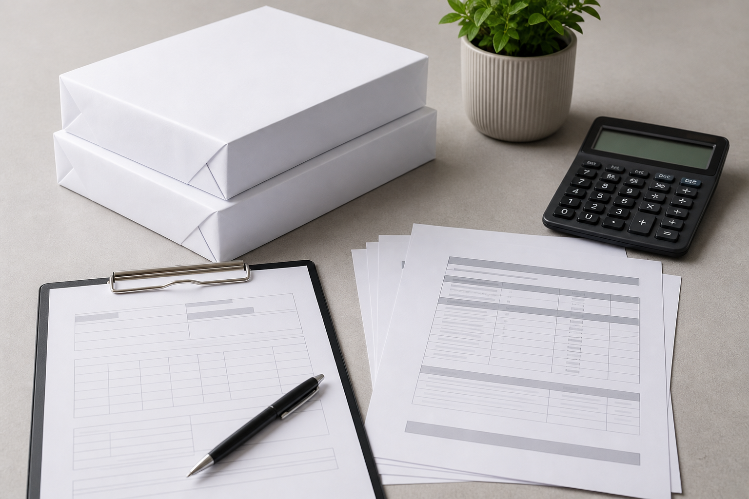 8.5 x 11 copy paper procurement spec card with order fields
