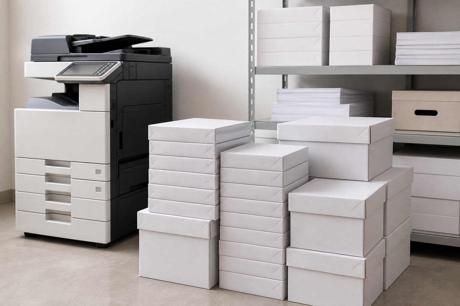 Copy paper and printer paper reams for office printing procurement