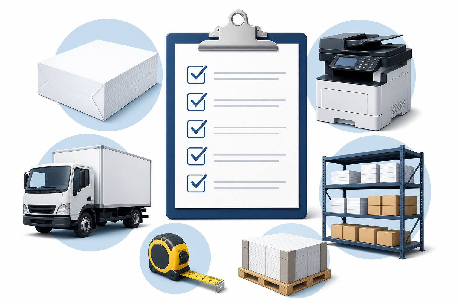 Procurement checklist for ordering a 10 ream copy paper case