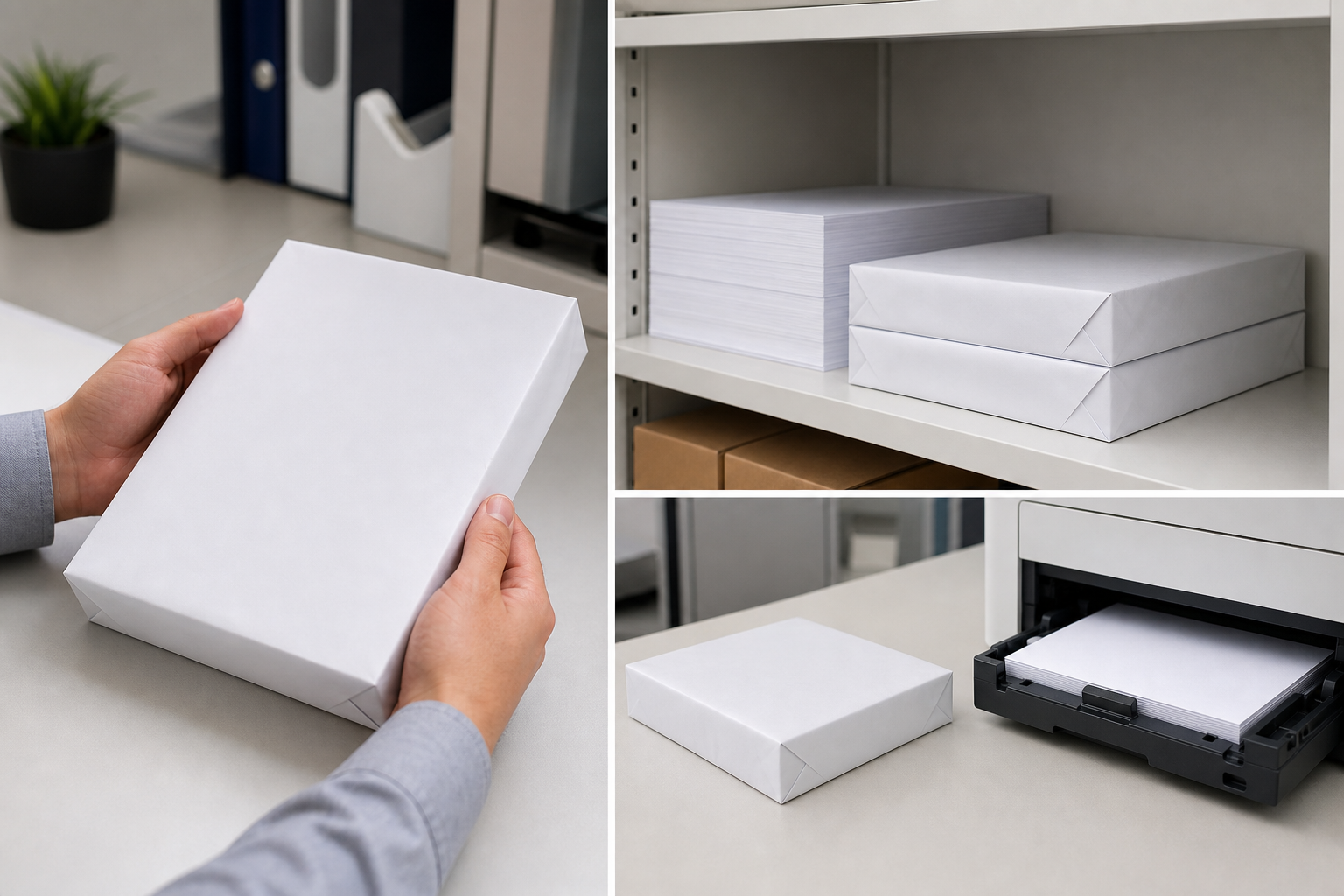 Receiving storage and loading checks for one 500-sheet copy paper ream