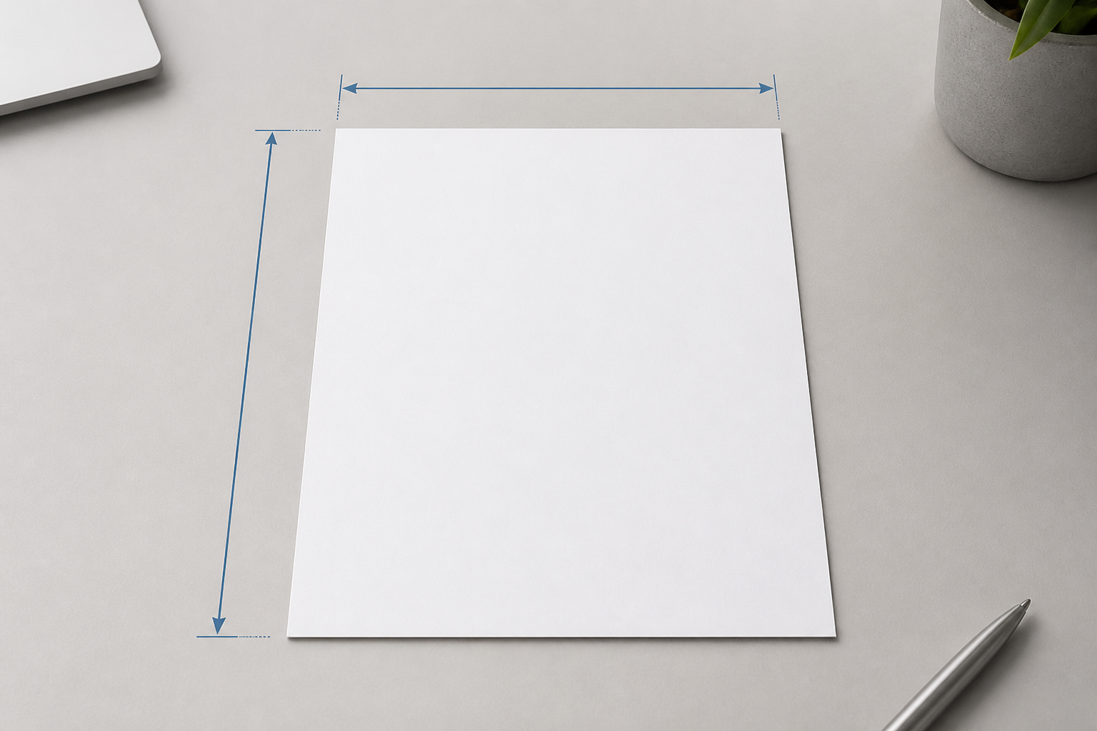 Standard copy paper dimensions showing US Letter size 8.5 by 11 inches