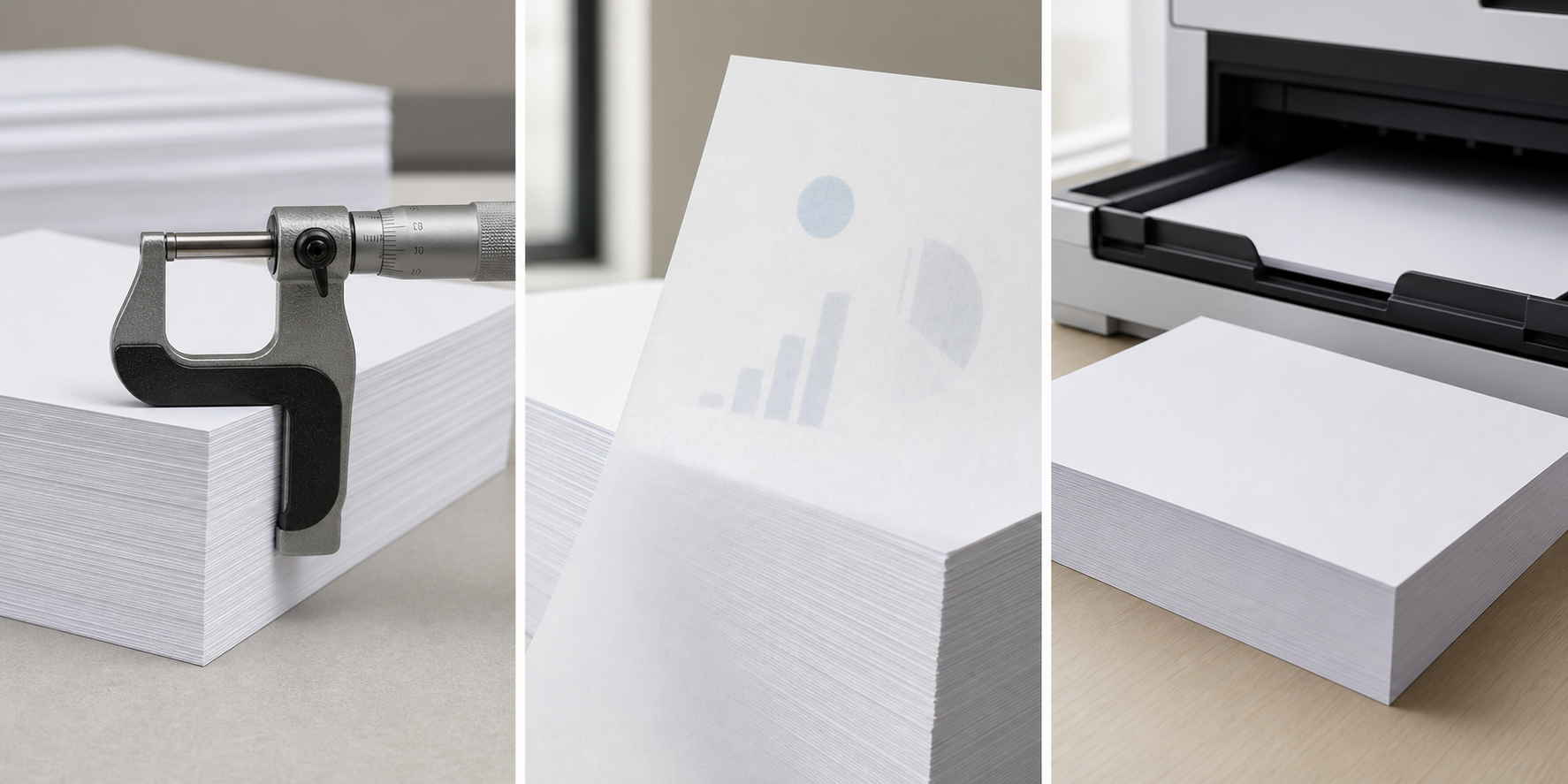 Paper weight, thickness, opacity, and printer handling comparison