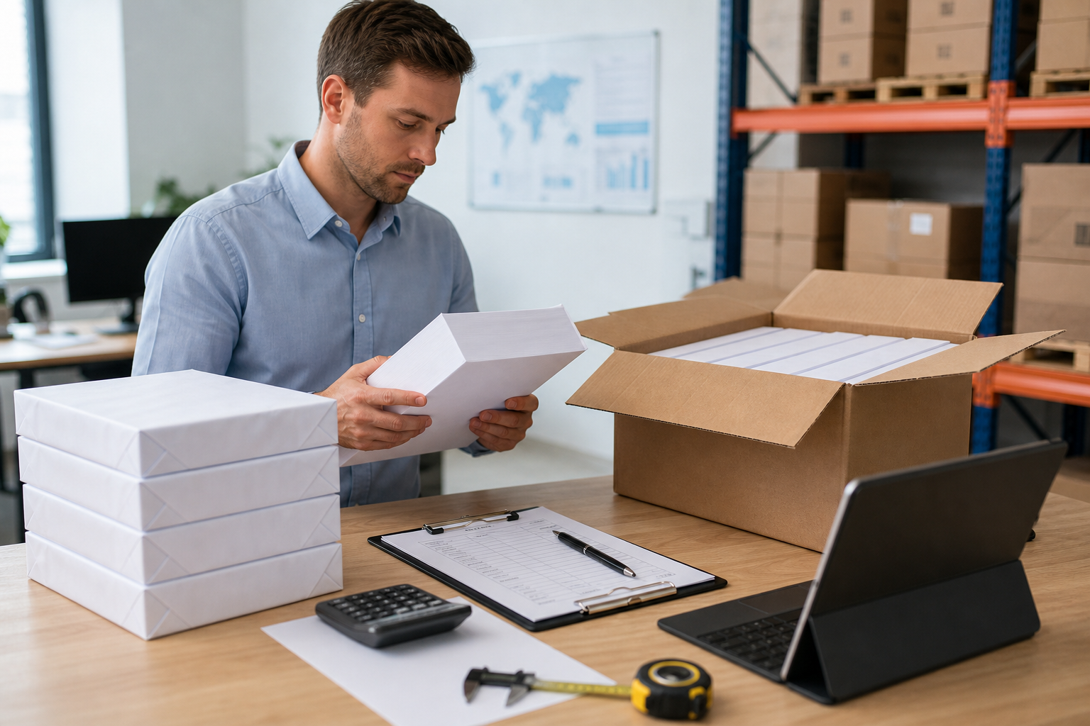 Professional illustration for Case of Copy Paper: Verify Reams, Sheets, Specs, and Cost Before Ordering