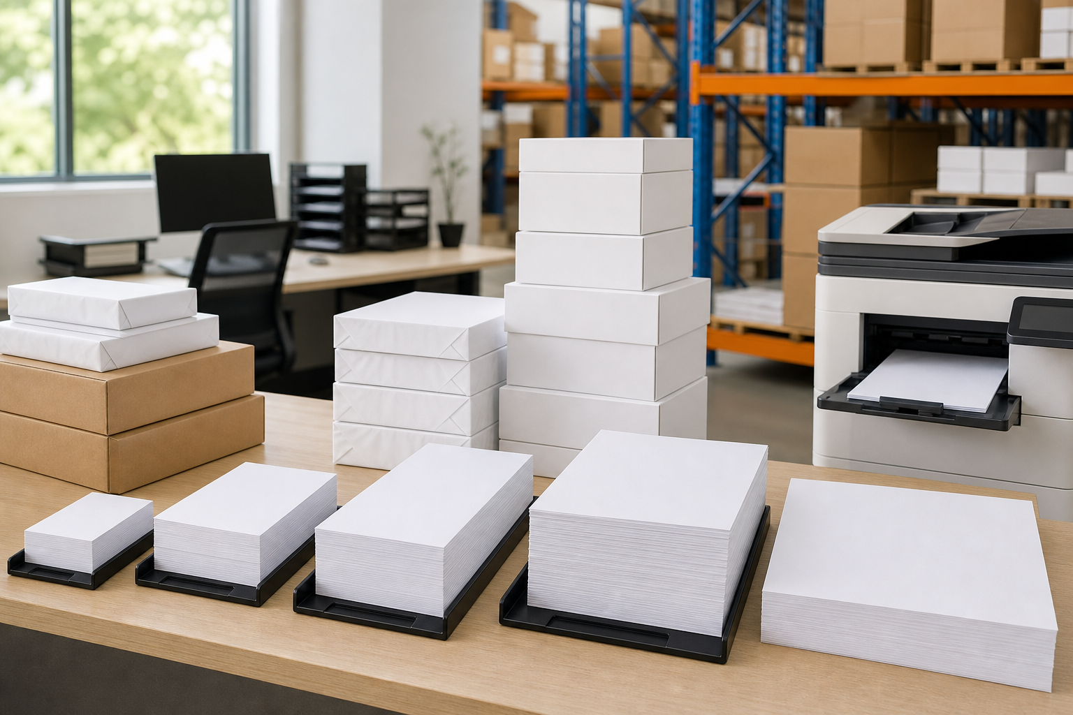 Professional illustration for Copy Paper Sizes: Dimensions, Printer Settings, and Ordering Wording for Offices