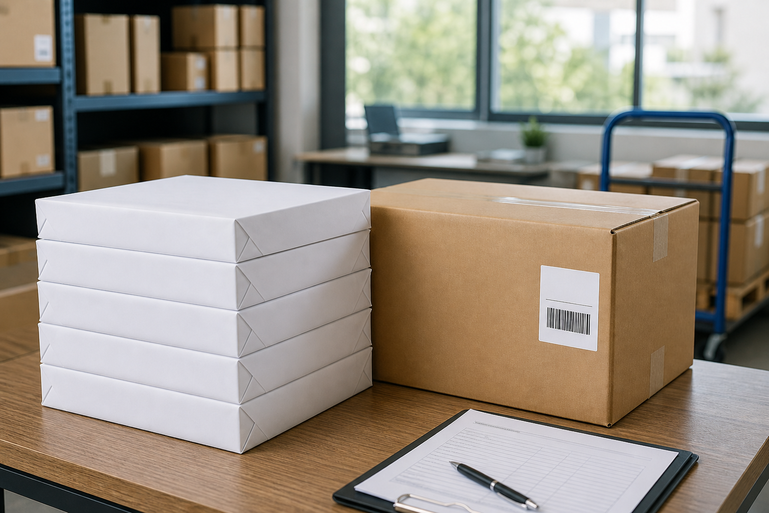 Professional illustration for 10 Reams of Copy Paper: 5,000-Sheet Carton Purchasing Brief