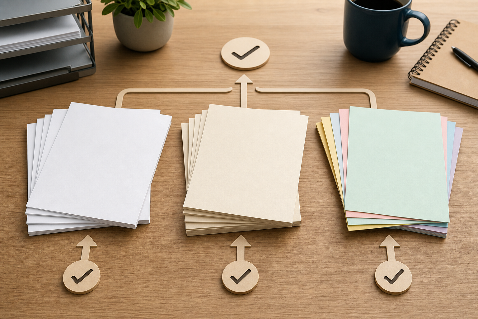 Decision map for distinguishing Hammermill Color Copy Paper, cover stock, and colored paper