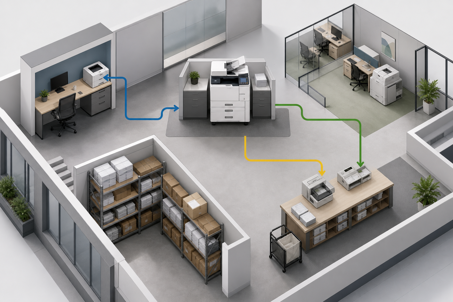 Office print environments for planning letter copy paper demand