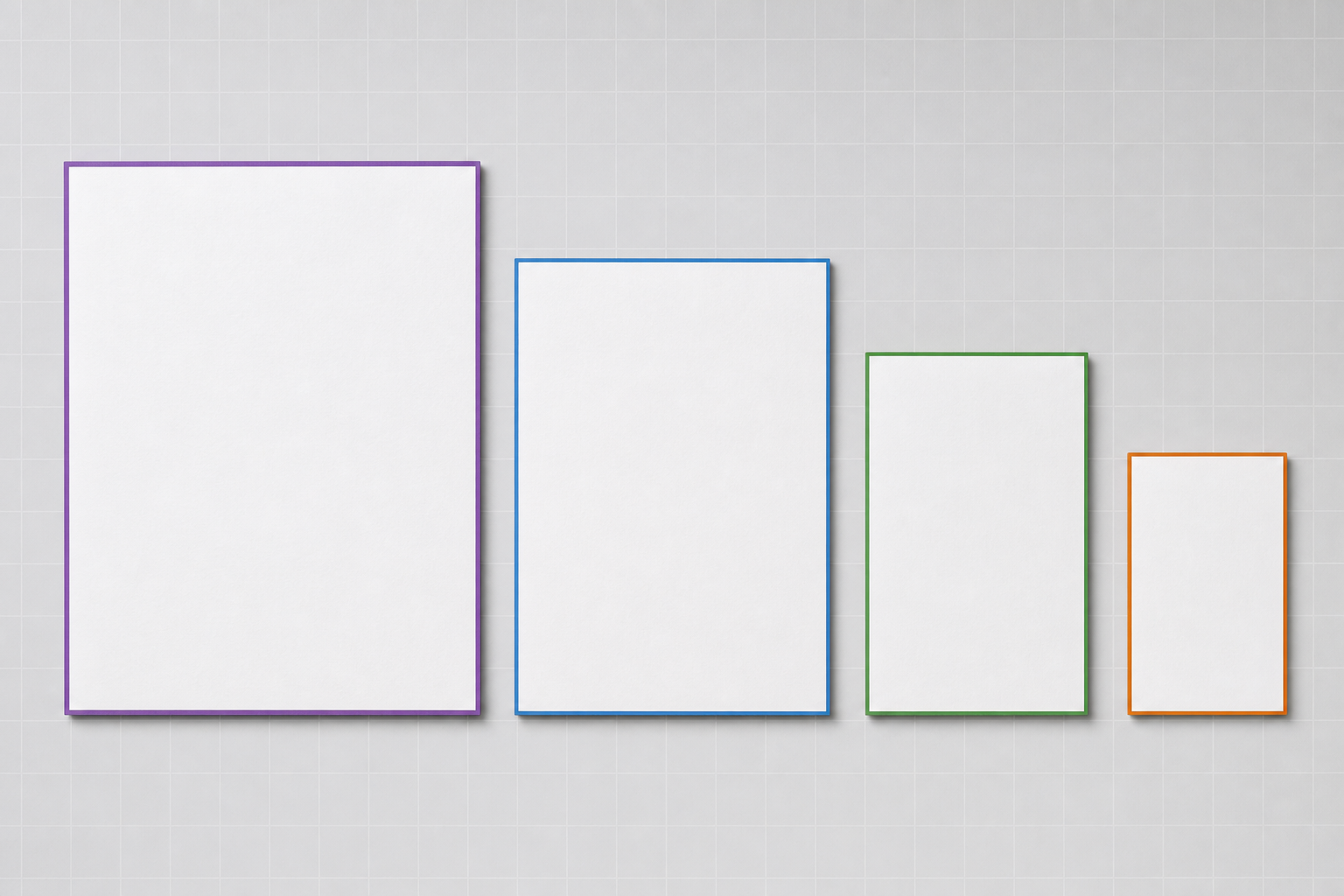 Relative size comparison of Letter, A4, Legal, and 11 x 17 paper