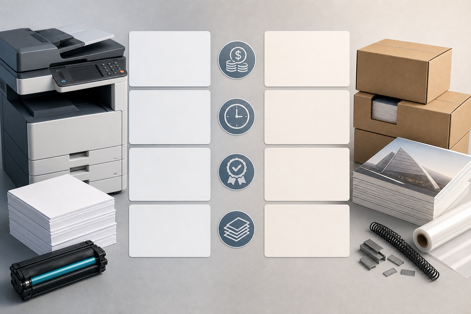 Cost drivers for comparing in-house and outsourced paper copies