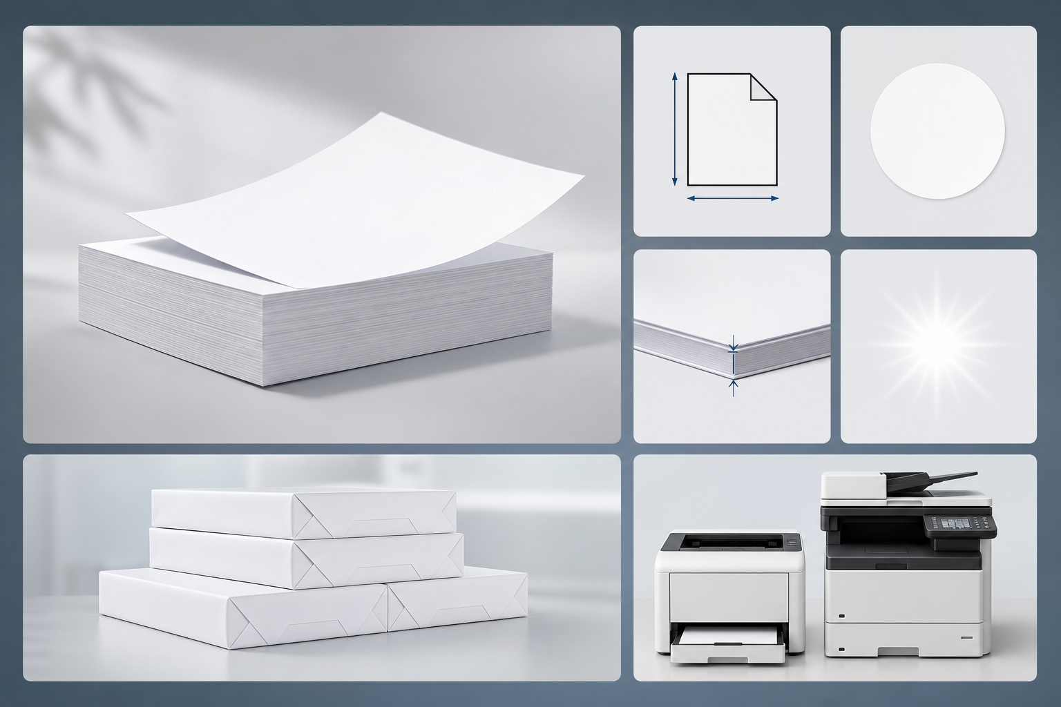 Copy paper specification fields for turning a single-sheet request into an order