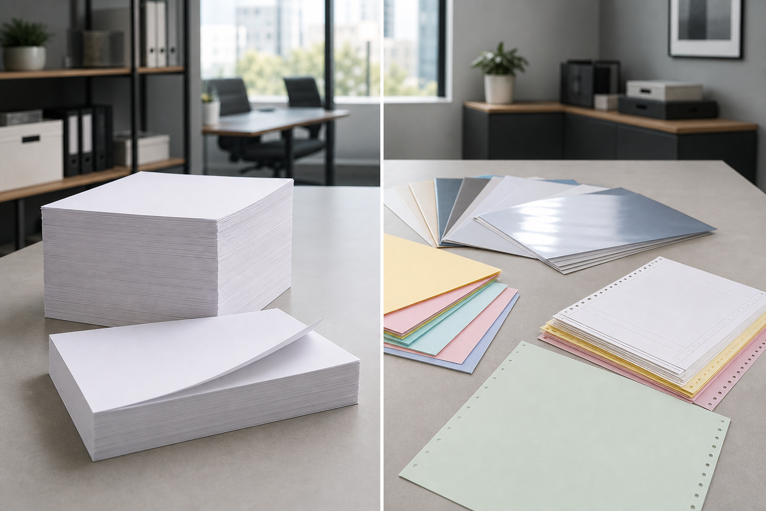 Regular copy paper compared with specialty paper options for exception-based office purchasing