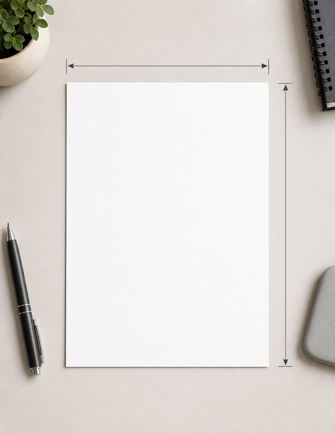 US Letter standard copy paper size shown as 8.5 by 11 inches