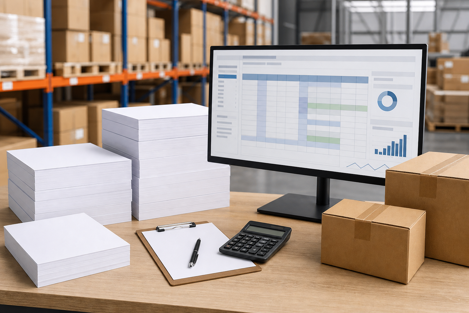 Copy paper reams and cases with procurement tools for cost-per-sheet and reorder planning