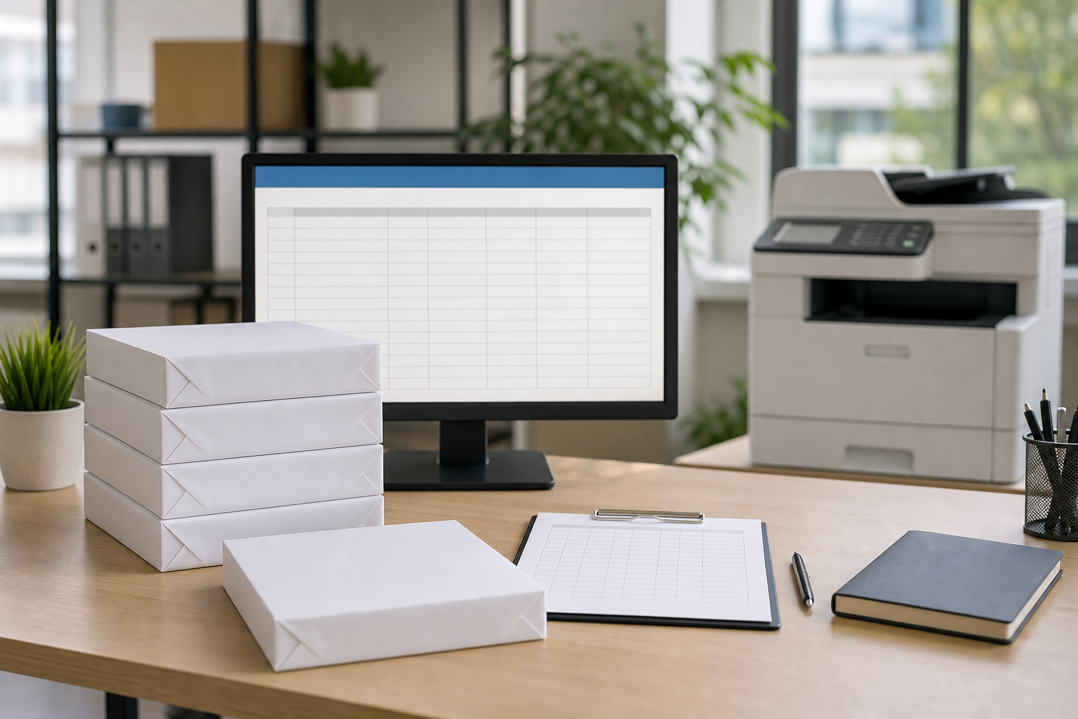 Structured white copy paper specification fields for office procurement